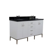 Bellaterra Home 408001-61D-WH-BGO Tivoli 61" vanity, White, Black Galaxy granite top, angled view with doors closed