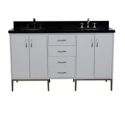 Bellaterra Home 408001-61D-WH-BGO Tivoli 61" vanity, White, Black Galaxy granite top, front view on a white background
