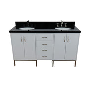 Bellaterra Home 408001-61D-WH-BGO Tivoli 61" vanity, White, Black Galaxy granite top, front elevated