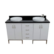 Bellaterra Home 408001-61D-WH-BGRD Tivoli 61" vanity, White, Black Galaxy granite top, front elevated