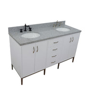 Bellaterra Home 408001-61D-WH-GYO Tivoli 61" vanity, White, gray granite top, angled view on a white background