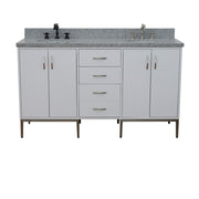 Bellaterra Home 408001-61D-WH-GYO Tivoli 61" vanity, White, gray granite top, front view on a white background