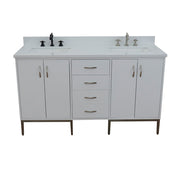 Bellaterra Home 408001-61D-WH-WER Tivoli 61" vanity, White, white engineered stone top, front elevated