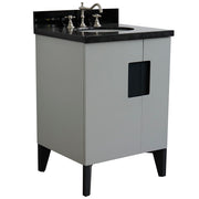 Bellaterra Home 408800-25-LG-BGO Kolb 25" vanity, Light Gray, Black Galaxy granite top, angled view on a white background