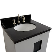 Bellaterra Home 408800-25-LG-BGO Kolb 25" vanity, Light Gray, Black Galaxy granite top, countertop and sink close-up