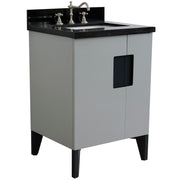 Bellaterra Home 408800-25-LG-BGR Kolb 25" vanity, Light Gray, Black Galaxy granite top, angled view on a white background