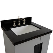Bellaterra Home 408800-25-LG-BGR Kolb 25" vanity, Light Gray, Black Galaxy granite top, countertop and sink close-up