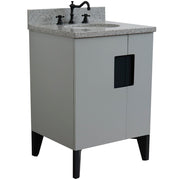 Bellaterra Home 408800-25-LG-GYO Kolb 25" vanity, Light Gray, gray granite top, angled view on a white background
