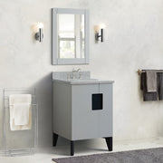 Bellaterra Home 408800-25-LG-GYO Kolb 25" vanity, Light Gray, gray granite top, installed in a bathroom