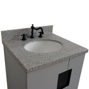 Bellaterra Home 408800-25-LG-GYO Kolb 25" vanity, Light Gray, gray granite top, countertop and sink close-up