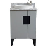 Bellaterra Home 408800-25-LG-WMRD Kolb 25" vanity, Light Gray, White Carrara marble top, front view on a white background