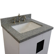 Bellaterra Home 408800-25-WH-GYR Kolb 25" vanity, White, gray granite top, countertop and sink close-up