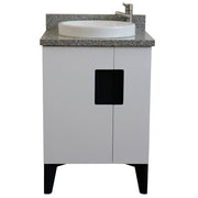 Bellaterra Home 408800-25-WH-GYRD Kolb 25" vanity, White, gray granite top, front view on a white background
