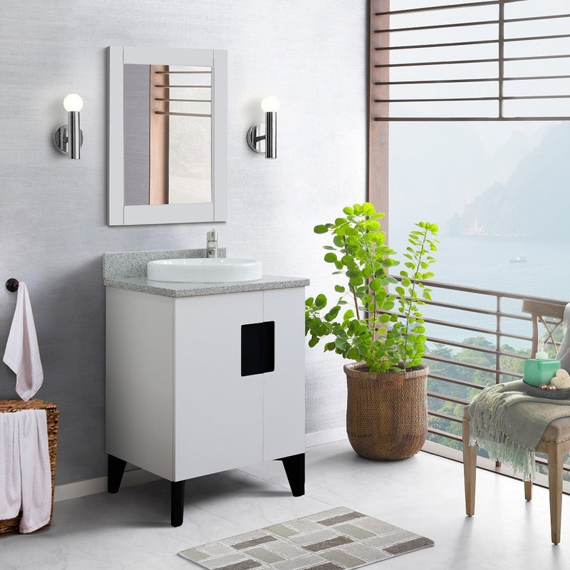 Bellaterra Home 408800-25-WH-GYRD Kolb 25" vanity, White, gray granite top, installed in a bathroom