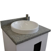 Bellaterra Home 408800-25-WH-GYRD Kolb 25" vanity, White, gray granite top, countertop and sink close-up