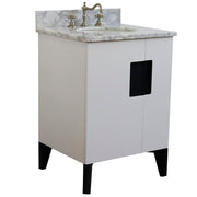 Bellaterra Home 408800-25-WH-WMO Kolb 25" vanity, White, White Carrara marble top, angled view on a white background