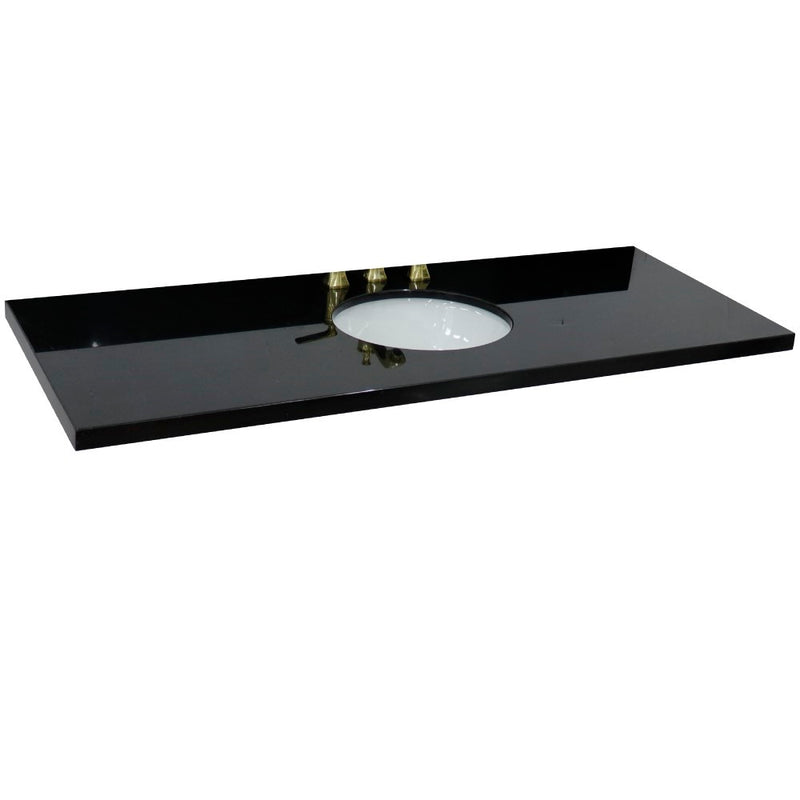 Bellaterra Home 430001-61-BGO 61" Black Galaxy granite vanity top, front view on a white background