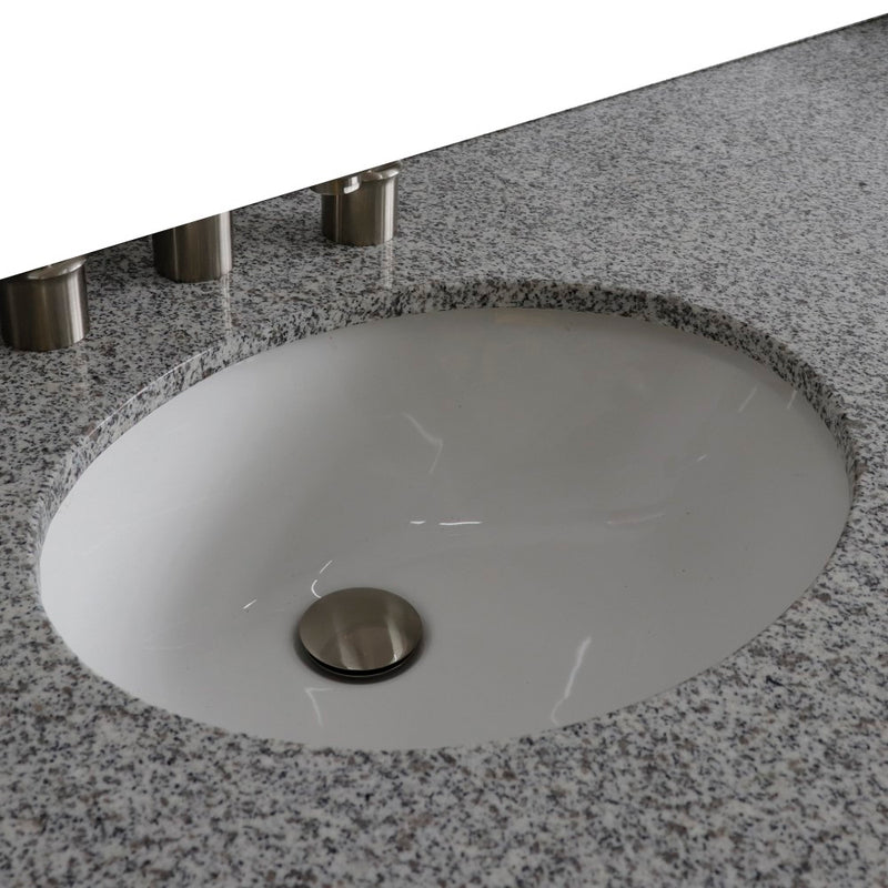 Bellaterra Home 430001-61D-GYO 61" gray granite vanity top, countertop and sink close-up