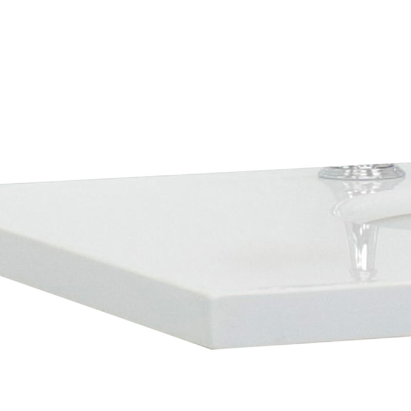 Bellaterra Home 430001-61D-WEO 61" white engineered stone vanity top, countertop edge close-up