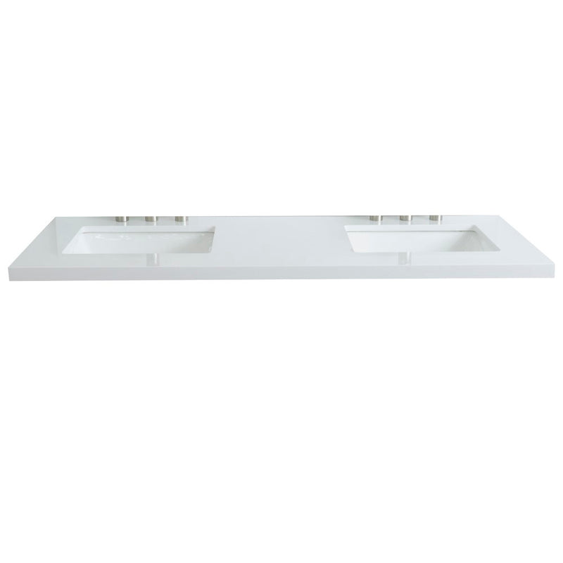 Bellaterra Home 430002-61D-WER 61" white engineered stone vanity top, front