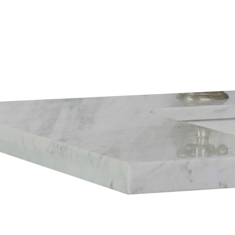 Bellaterra Home 430002-61D-WMR 61" White Carrara marble vanity top, countertop edge close-up