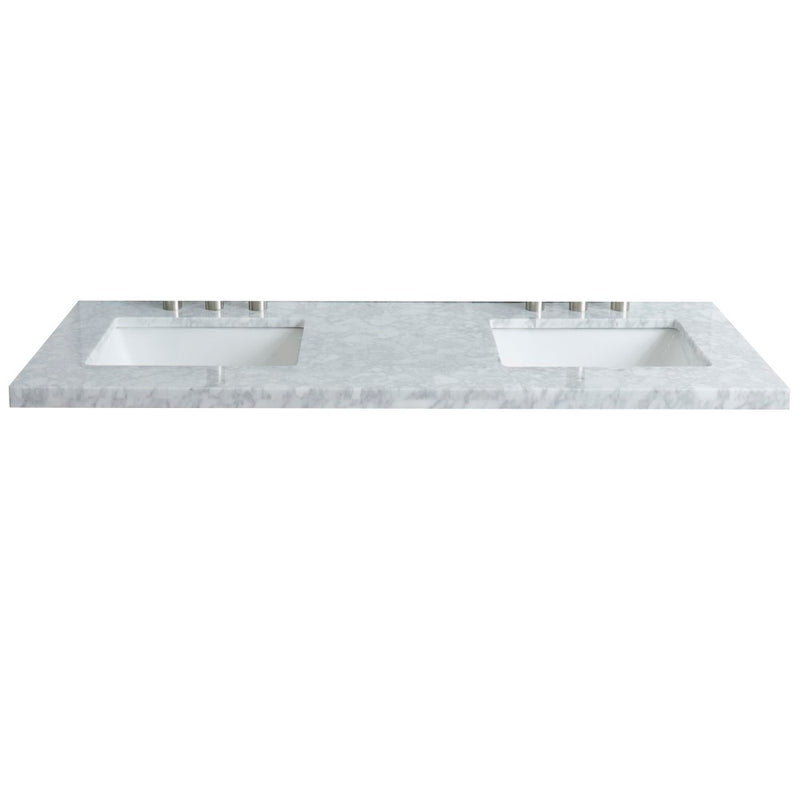 Bellaterra Home 430002-61D-WMR 61" White Carrara marble vanity top, front