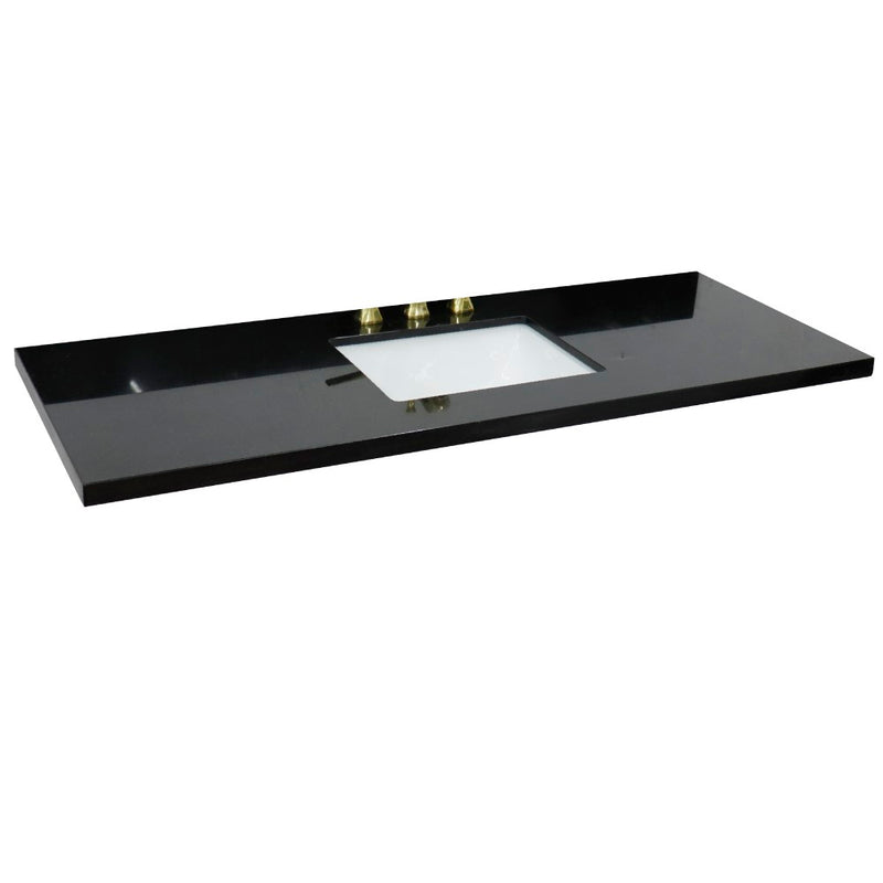 Bellaterra Home 430002-61S-BGR 61" Black Galaxy granite vanity top, front view on a white background