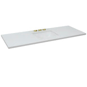 Bellaterra Home 430002-61S-WER 61" white engineered stone vanity top, front view on a white background