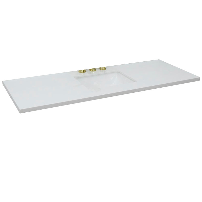 Bellaterra Home 430002-61S-WER 61" white engineered stone vanity top, front view on a white background