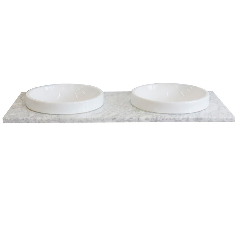 Bellaterra Home 430003-49D-WMRD 49" White Carrara marble vanity top, front