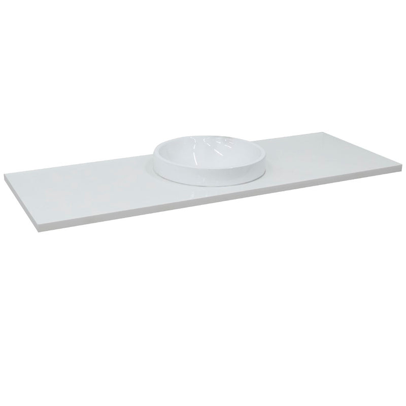 Bellaterra Home 430003-61-WERD 61" white engineered stone vanity top, front view on a white background