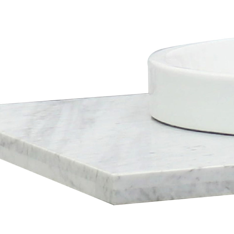 Bellaterra Home 430003-61-WMRD 61" White Carrara marble vanity top, countertop edge close-up
