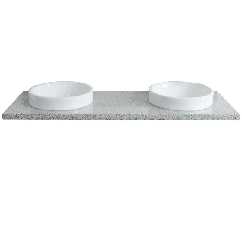Bellaterra Home 430003-61D-GYRD 61" gray granite vanity top, front