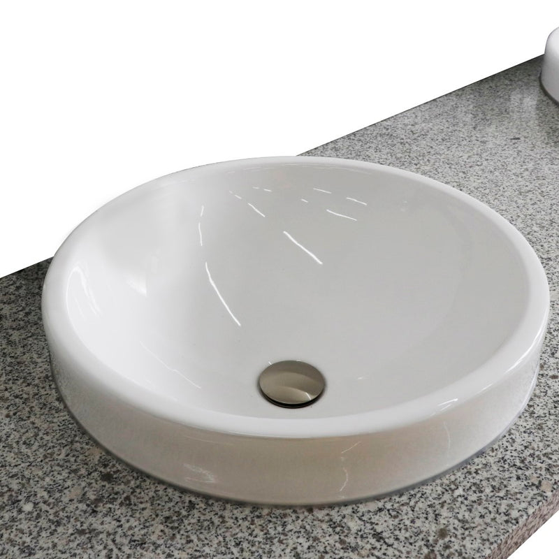 Bellaterra Home 430003-61D-GYRD 61" gray granite vanity top, countertop and sink close-up