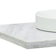 Bellaterra Home 430003-61D-WMRD 61" White Carrara marble vanity top, countertop edge close-up