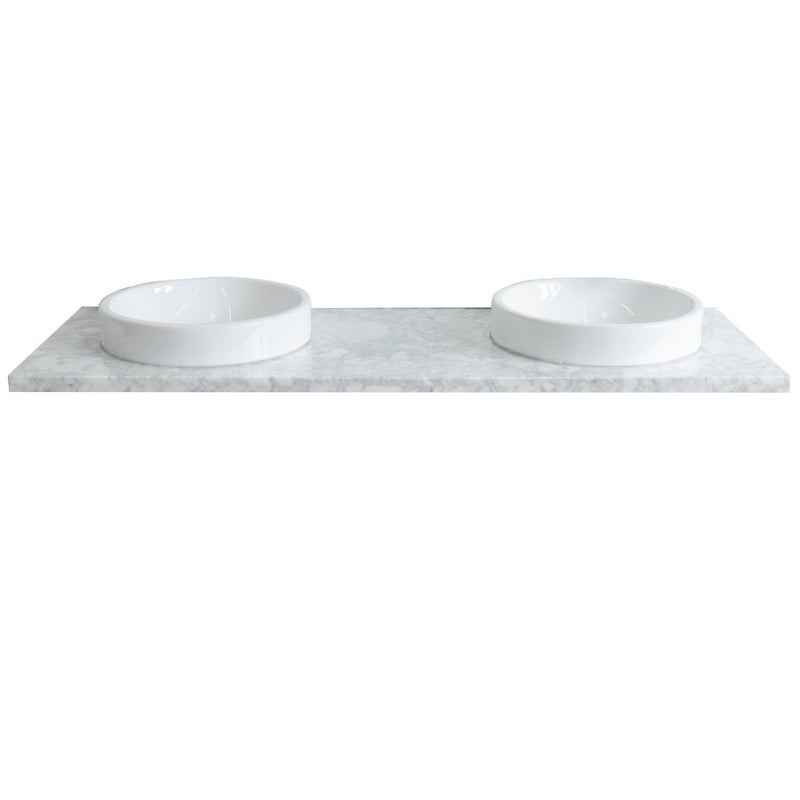 Bellaterra Home 430003-61D-WMRD 61" White Carrara marble vanity top, front
