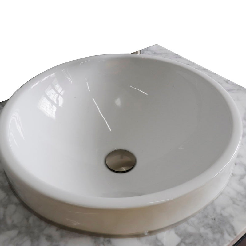 Bellaterra Home 430003-61D-WMRD 61" White Carrara marble vanity top, countertop and sink close-up