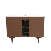 Bellaterra Home 4922-MT1-AQ Porto 49" vanity, Dark Cherry, white engineered stone top, back view