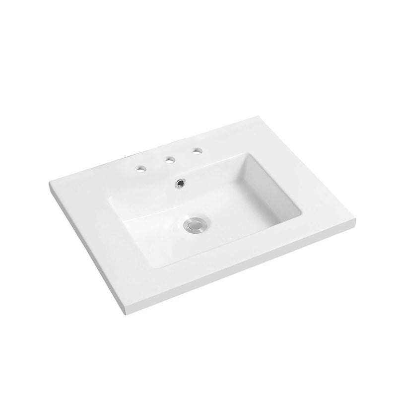 Bellaterra Home 50000M3-24-TOP 24" ceramic vanity top, front view on a white background