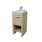 Bellaterra Home 500137-CO Modern 16" vanity, Neutral, white ceramic top, angled view on a white background