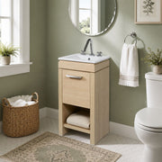 Bellaterra Home 500137-CO Modern 16" vanity, Neutral, white ceramic top, installed in a bathroom