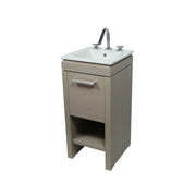 Bellaterra Home 500137-EP Modern 16" vanity, Light Gray, white ceramic top, angled view on a white background