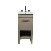 Bellaterra Home 500137-EP Modern 16" vanity, Light Gray, white ceramic top, front view on a white background