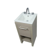Bellaterra Home 500137-EP Modern 16" vanity, Light Gray, white ceramic top, countertop and sink close-up