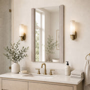 Bellaterra Home 500137-M-EP Modern 17.7" rectangular mirror, Light Gray, installed in a bathroom
