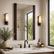 Bellaterra Home 500137-MIR Modern 17.7" rectangular mirror, Wenge, installed in a bathroom