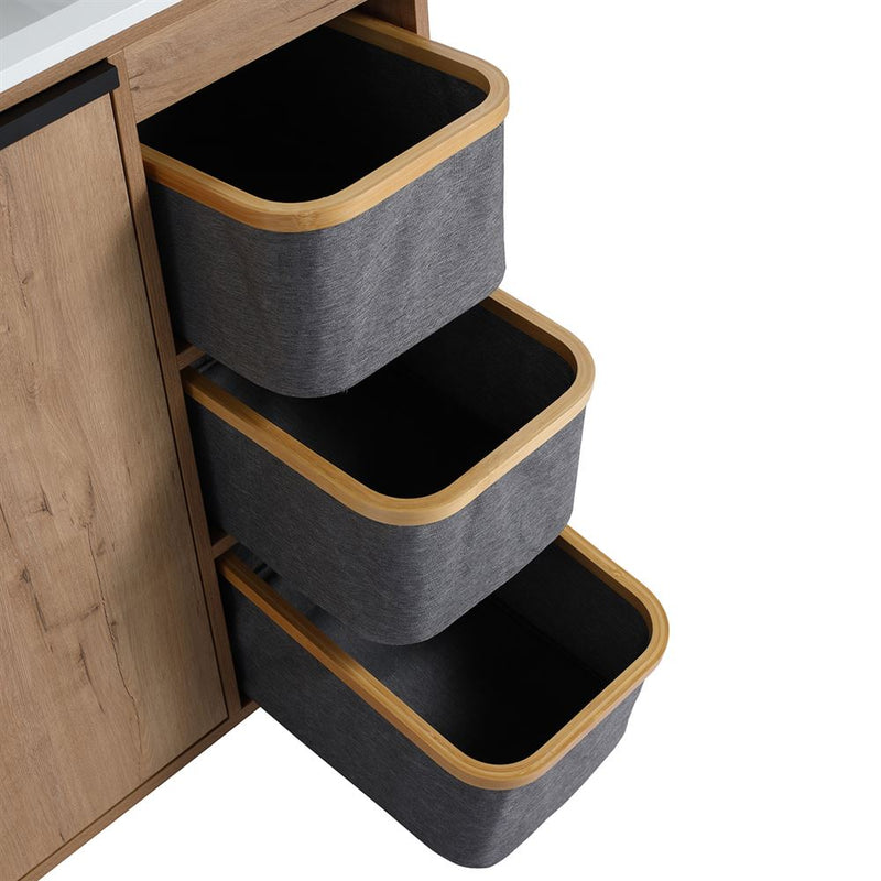 Bellaterra Home 500210-30 Manchester 30" vanity, Neutral, solid surface resin top, fabric baskets