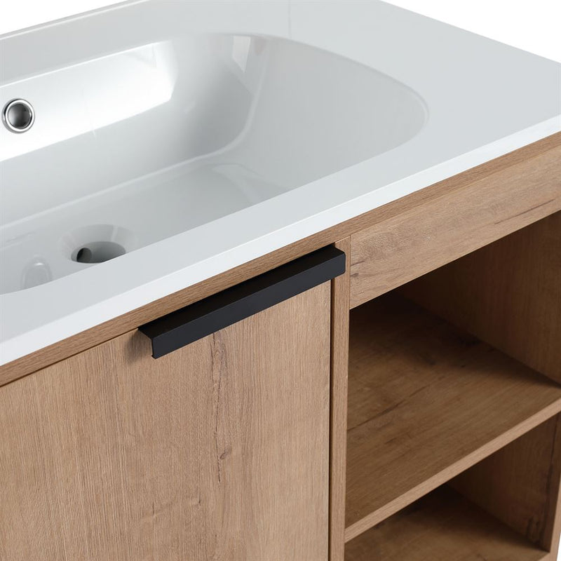 Bellaterra Home 500210-30 Manchester 30" vanity, Neutral, solid surface resin top, countertop and sink close-up