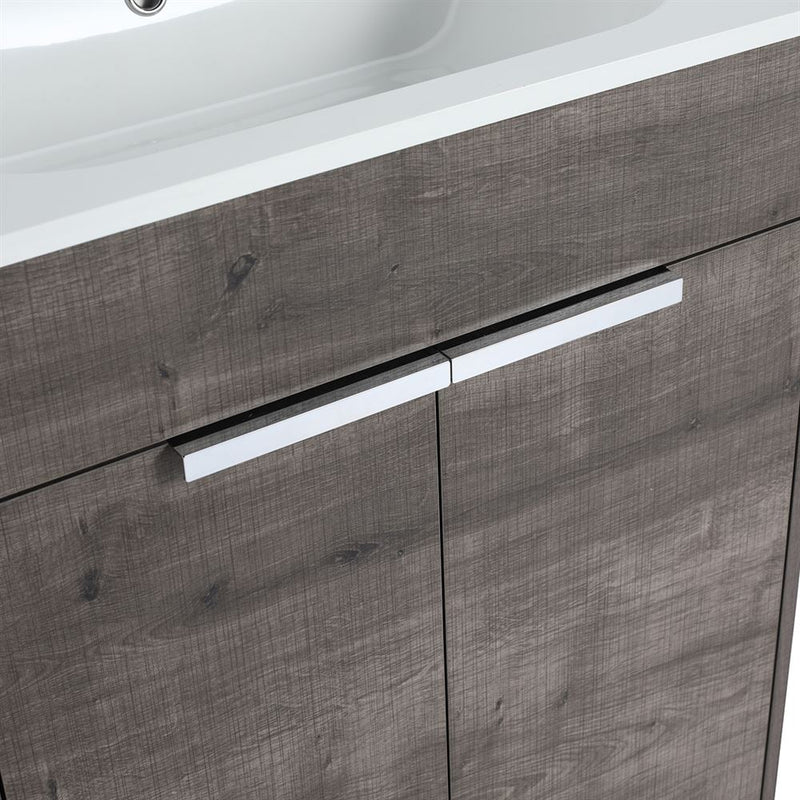 Bellaterra Home 500604-24 Manchester 24" vanity, Gray Oak, solid surface resin top, countertop edge close-up
