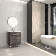 Bellaterra Home 500604-24 Manchester 24" vanity, Gray Oak, solid surface resin top, installed in a bathroom